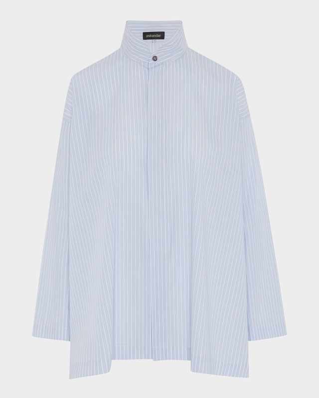 Slim A-Line Double Stand Collar Shirt with Stepped Insert (Long Length)